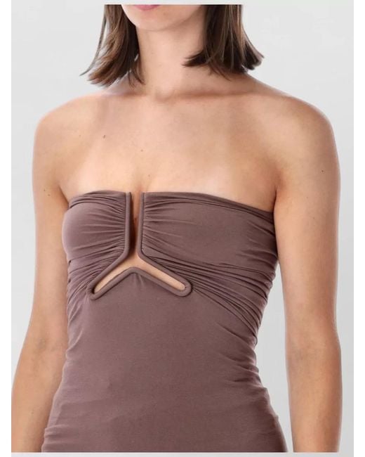 Rick Owens Purple Strapless Bustier Top Cut Out Ruched