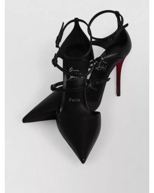 Christian Louboutin Black Milena Pumps Pointed Toe Stiletto Straps