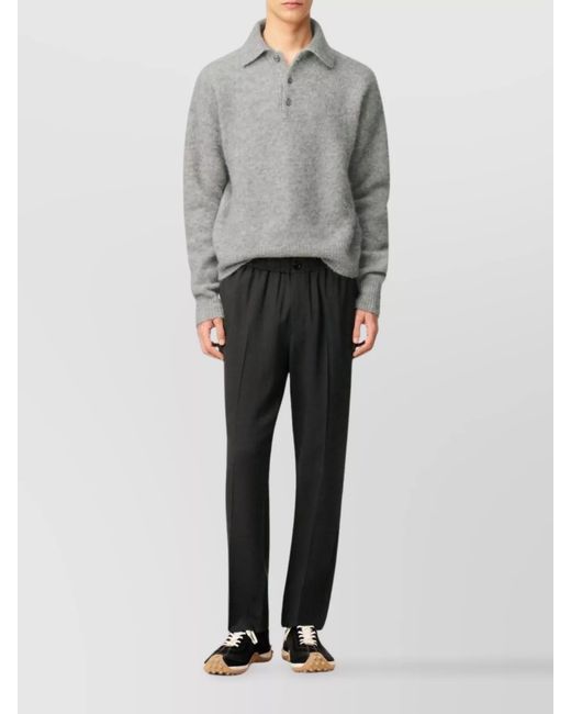 AMI Black Wool Straight-Leg Trousers for men