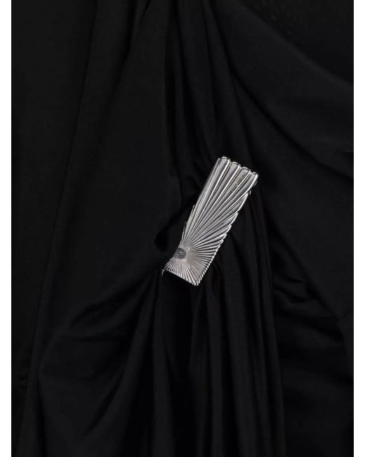 The Attico Black Long Sleeve Top Asymmetric Hem Detail