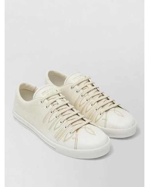 Prada Natural Low Top Sneakers Round Toe Rubber Sole for men