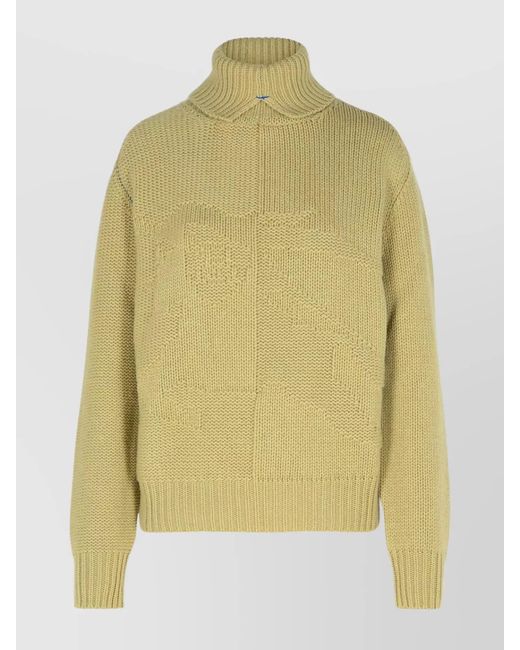 Burberry Yellow Cashmere Fine-Ribbed Roll-Neck Jumper