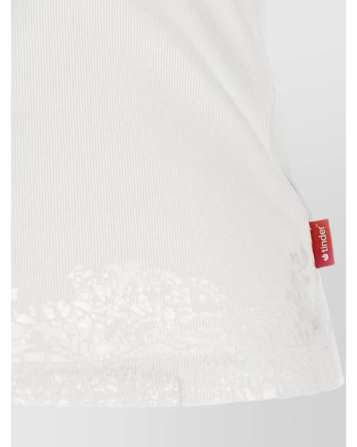 DIESEL White Tinder Lace Ribbed Tank Top Underwear