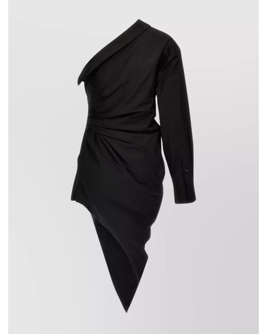 Alexander Wang Black Asymmetric One-Shoulder Cotton Midi Dress