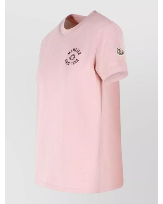Moncler Pink Logo Patch Crewneck T-Shirt