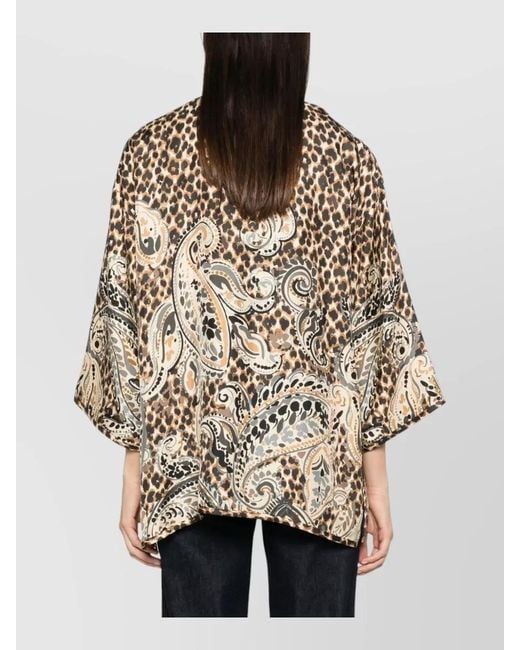 Etro Natural Kesa Silk Jacket Relaxed V Neck