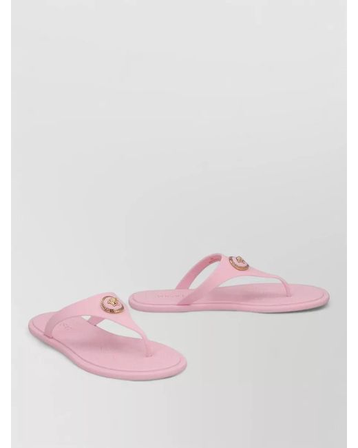 Versace Pink Alia Rubber Slides Open Toe Flat