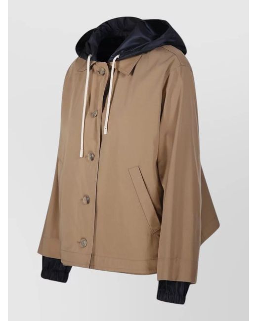 Herno Brown Hooded Jacket Two Tone Design