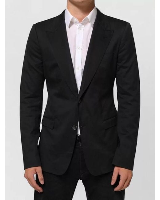 Dolce & Gabbana Black Cotton Two Button Suit Jacket Blazer for men