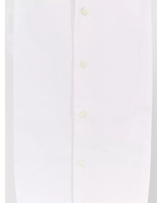 Brunello Cucinelli White Cotton Shirt Long Sleeves Spread Collar for men