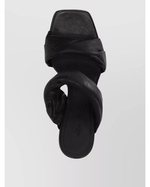 Rick Owens Black Cantilever Sandals Sculptural Heel Twisted Straps