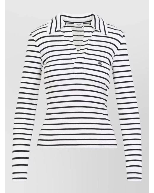 Céline White Silk Polo Shirt