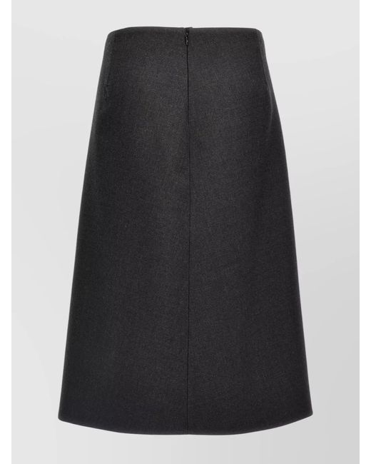 Jil Sander Black Wool A-Line Skirt