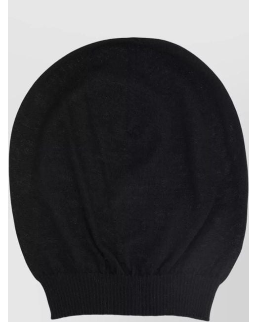 Rick Owens Black Casual Knitted Lightweight Soft Stretch Hat for men
