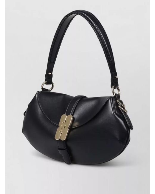Ganni Black Kat Leather Shoulder Bag