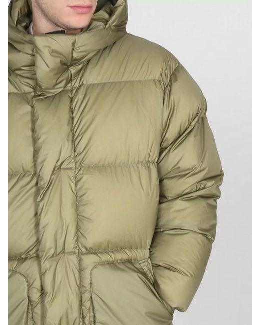Ienki Ienki Green Hooded Down Jacket Michlin Quilted Design for men
