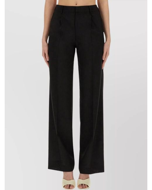 PT Torino Black Virgin Wool Wide-Leg Trousers