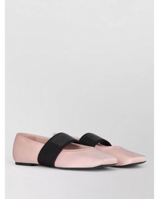 Givenchy Pink Square Toe Ballerina Shoes Elastic Strap