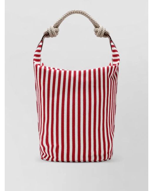 Miu Miu Red Bucket Bag Rope Handle Striped Pattern