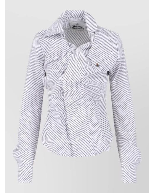 Vivienne Westwood Blue Long Sleeve Striped Casual Top Design