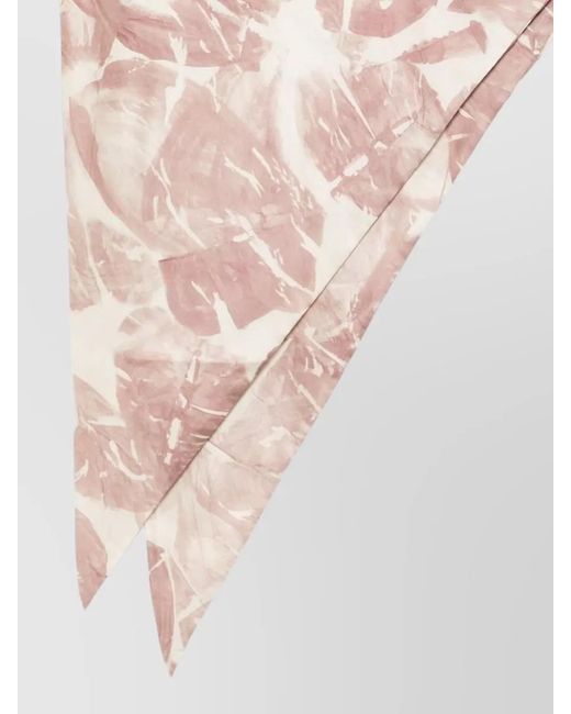 Alysi Pink Floral-Print Silk Foulard