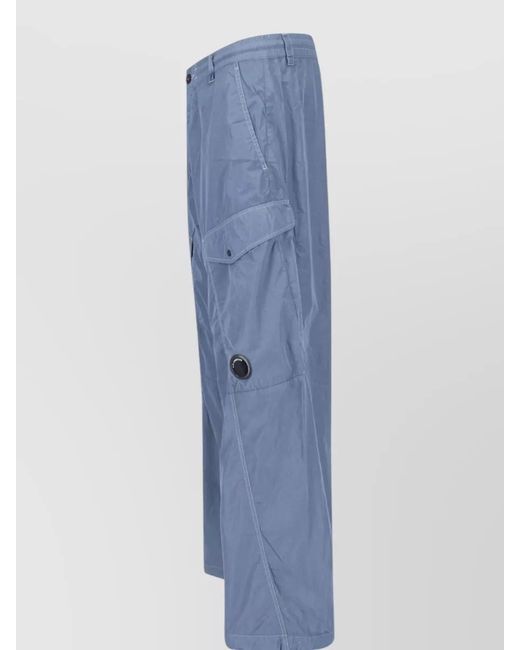C P Company Blue Wide Leg Pants Belt Loops Cargo Goggle for men