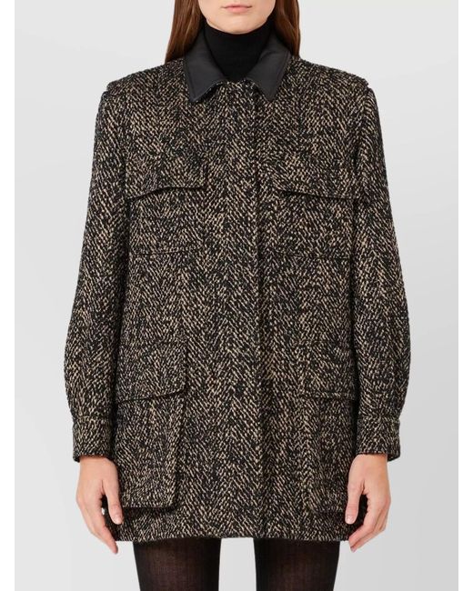 Max Mara Gray Wool Blend Fitted Jacket