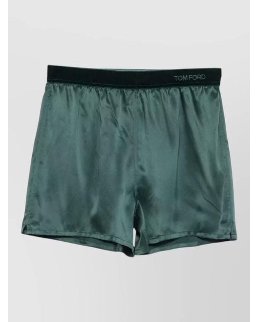 Tom Ford Green Silk Satin Pajama Shorts Elasticated Waist