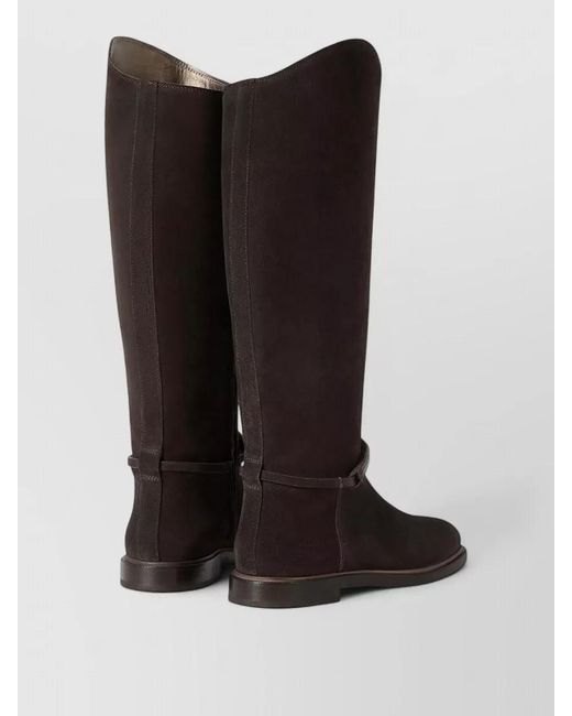 Brunello Cucinelli Black Knee High Boots Buckle Detail Style