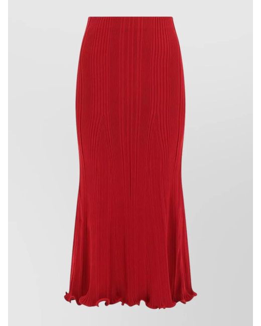Self-Portrait Red Viscose Midi Skirt