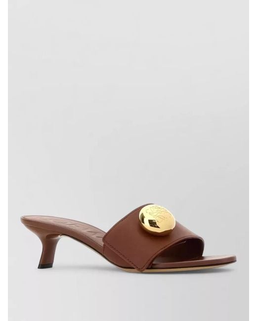 Loewe Brown Leather Pebble Mules Tone Detail