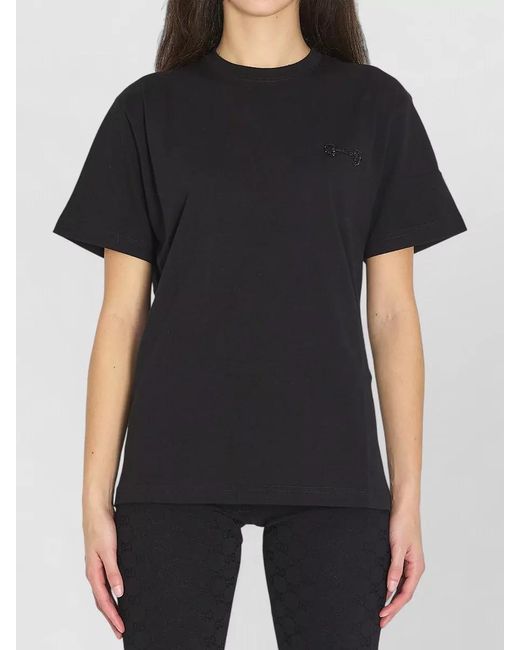 Gucci Blue Cotton Embroidered Regular-Fit Short-Sleeve T-Shirt