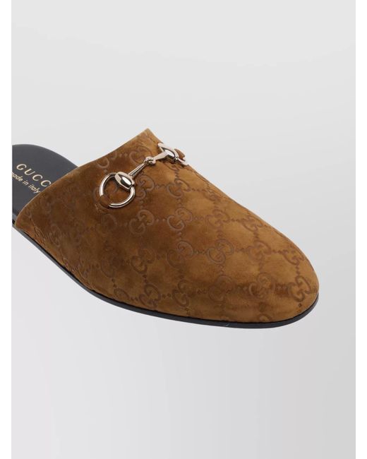 Gucci White Suede Leather Horsebit Mules for men