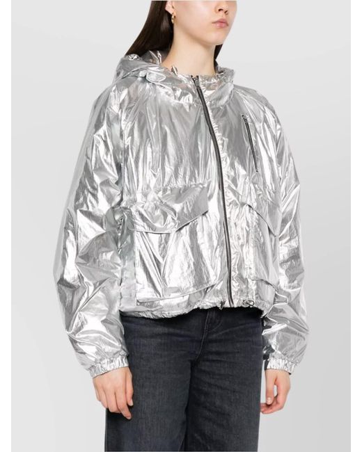 IRO Gray Hooded Jacket With Elasticated Cuffs And Hem