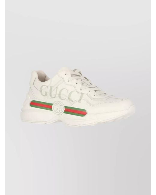 Gucci White Casual Sneakers With Chunky Sole And Perforations for men