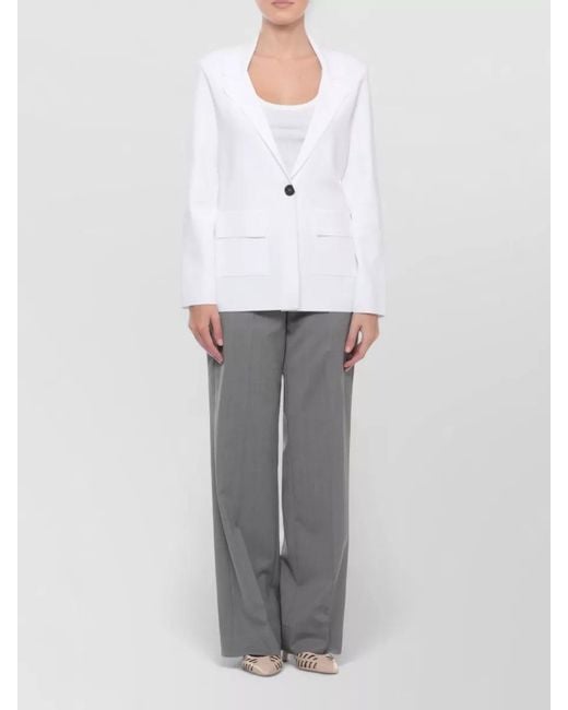 D.exterior White Viscose Blazer Front Flap Pockets