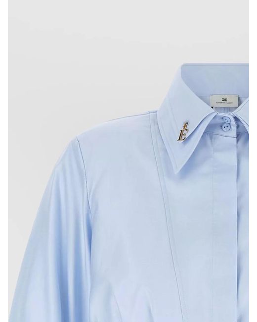 Elisabetta Franchi Blue Cropped Cotton Jacket