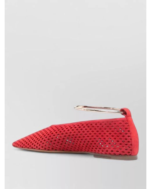 Jil Sander Red Leather Ballerina Shoes