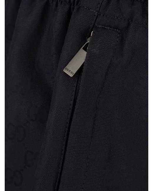 Gucci Blue Logo-Print Cotton Swim Shorts for men