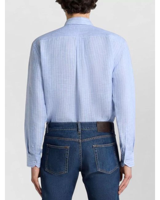 Etro Blue Linen Shirt for men