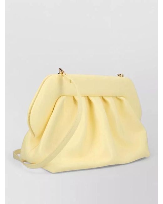 THEMOIRÈ Yellow Bios Clutch Bag Pleated Design Strap