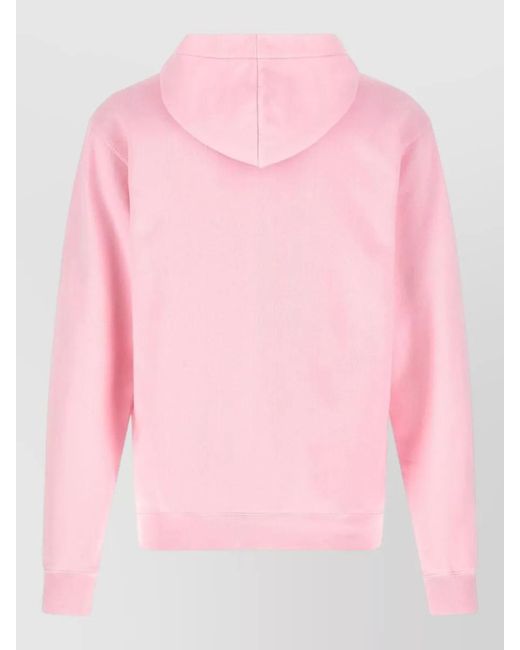 Jacquemus Pink Hooded Cotton Fleece Crewneck Ribbed Trims for men