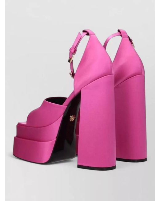 Versace Pink Satin Platform Sandals