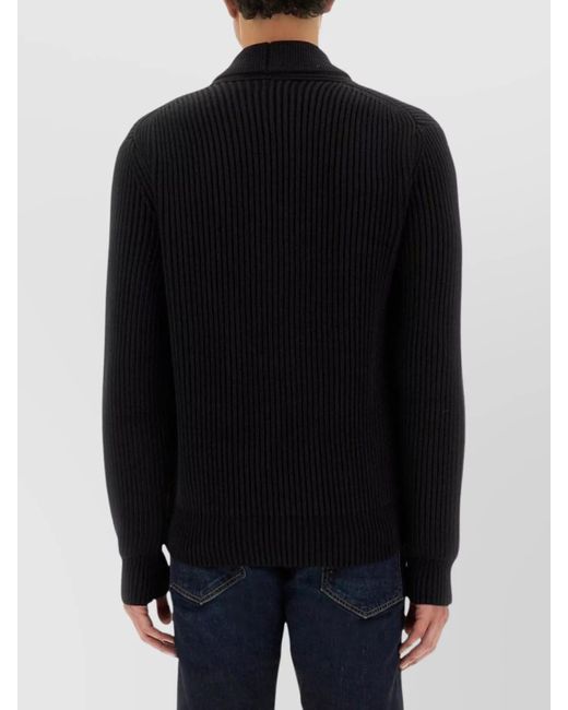 Tom Ford Black Wool Silk Double-Breasted Cardigan for men