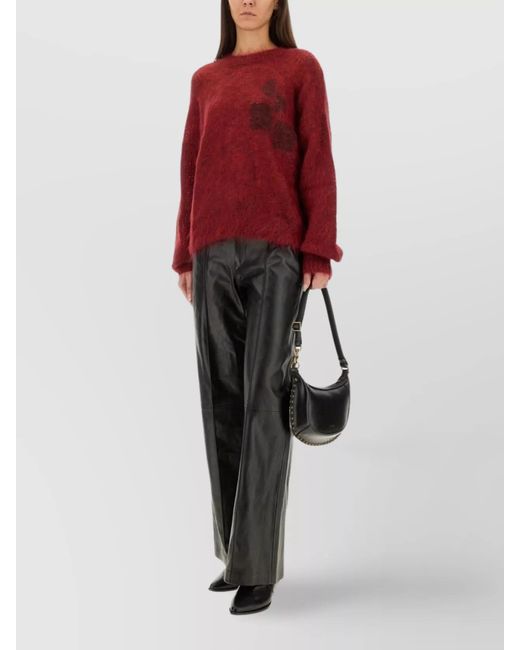 Isabel Marant Black Leather Wide-Leg Trousers