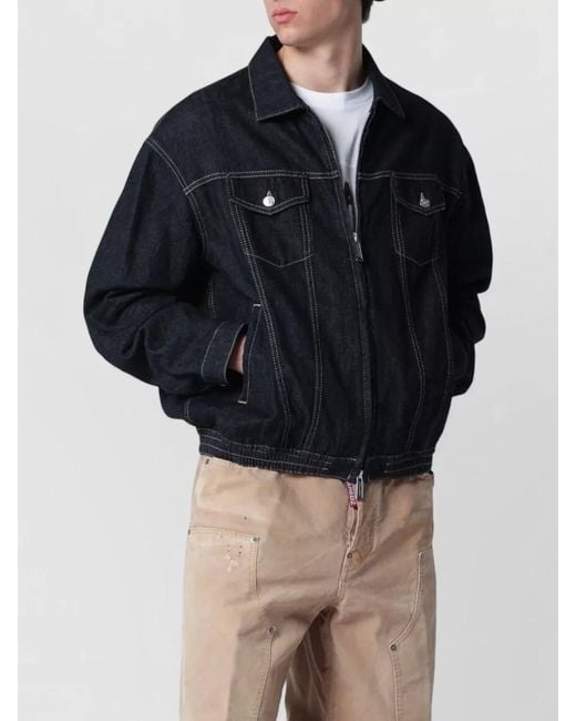 DSquared² Blue Cashmere Denim Single-Breasted Coat for men
