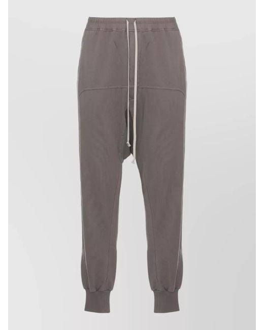 Rick Owens Gray Cotton Straight-Leg Drop-Crotch Trousers for men