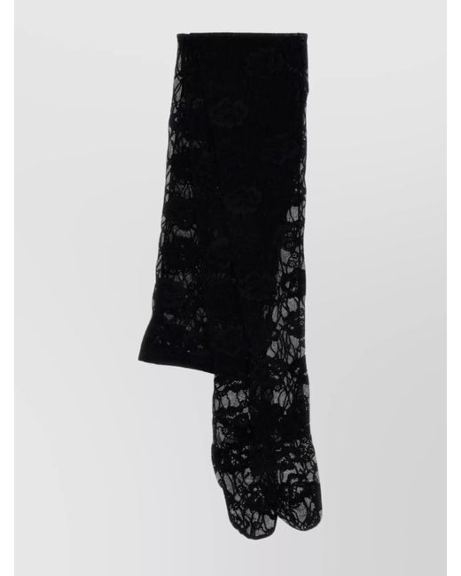 Saint Laurent Black Floral Lace Detailing Sheer Collant