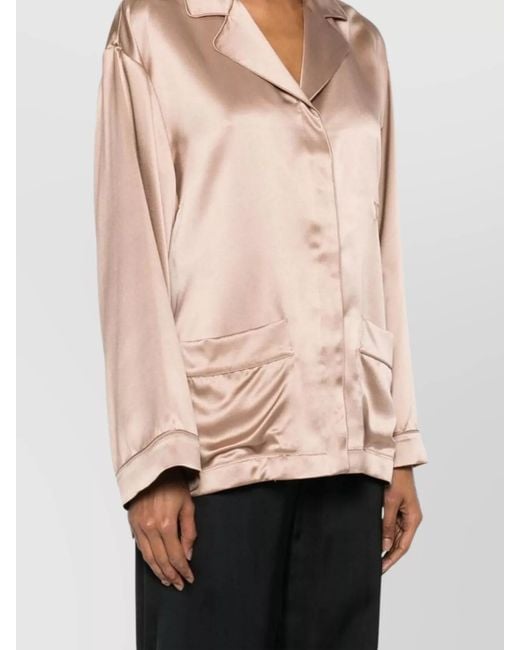 Max Mara Pink Silk Satin Long-Sleeve Tunic Jacket