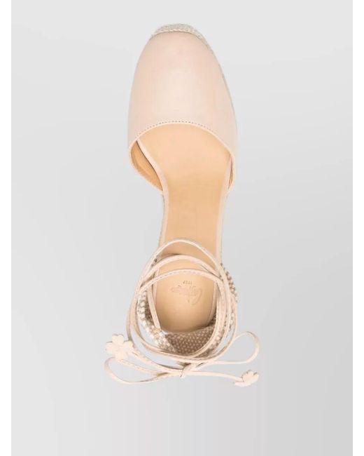 Castaner Natural Sheepskin Ankle Tie Espadrille Wedges